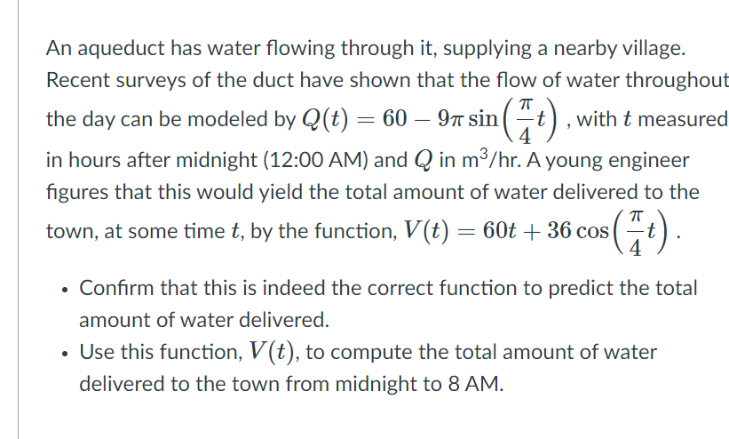 Solved An aqueduct has water flowing through it, supplying a | Chegg.com