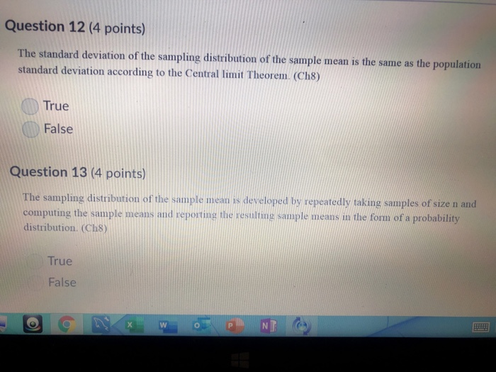 Solved Question 12 (4 points) The standard deviation of the | Chegg.com