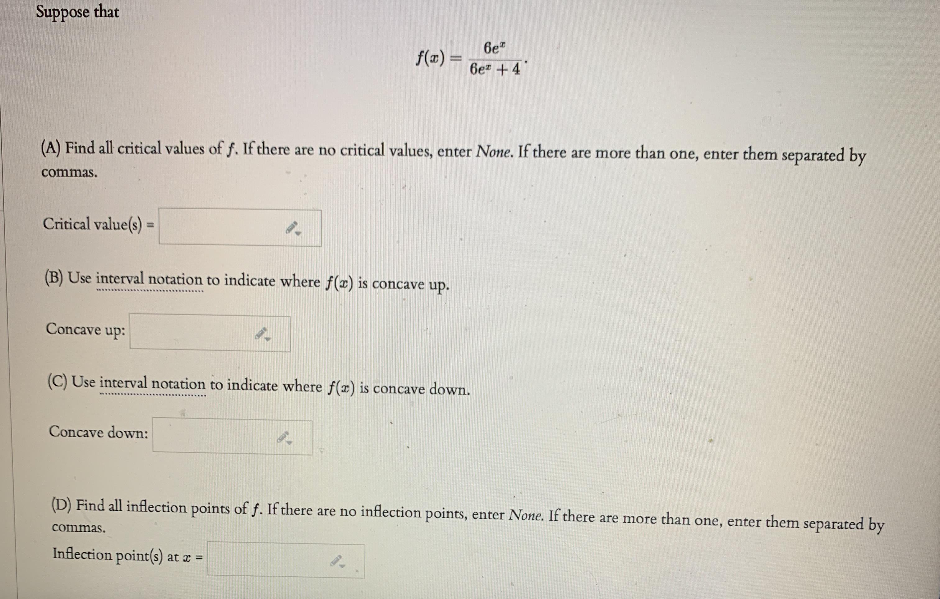 Solved Suppose That 6e F0 6e 4 A Find All Critical 5095