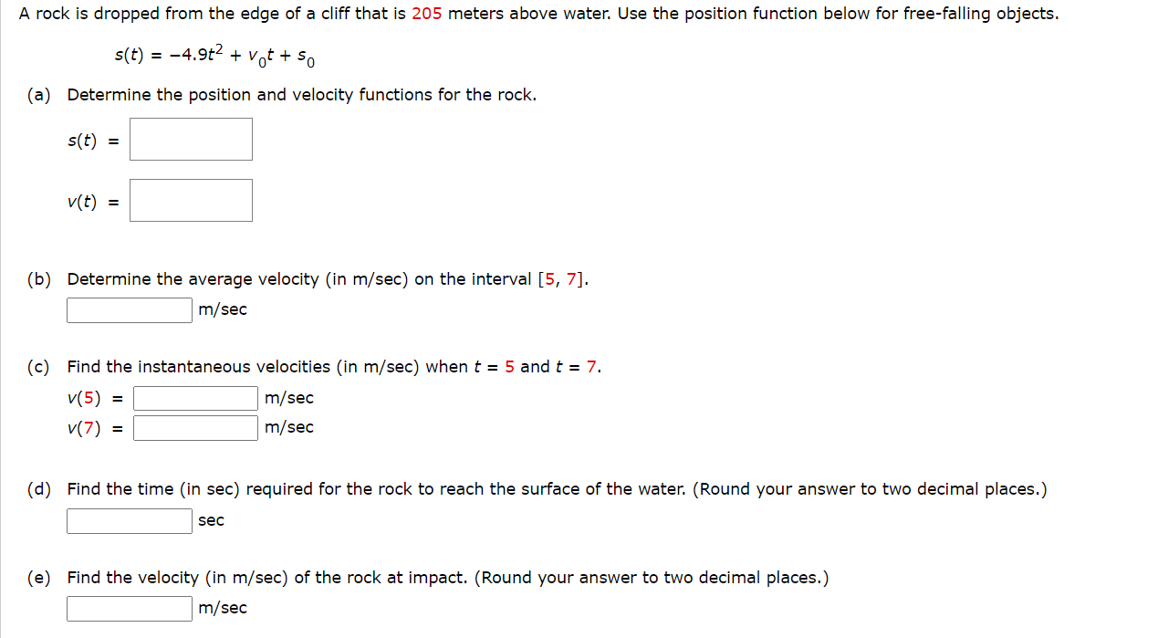 Solved A rock is dropped from the edge of a cliff that is | Chegg.com
