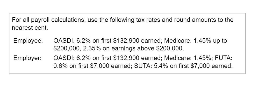 Solved For all payroll calculations, use the following tax | Chegg.com