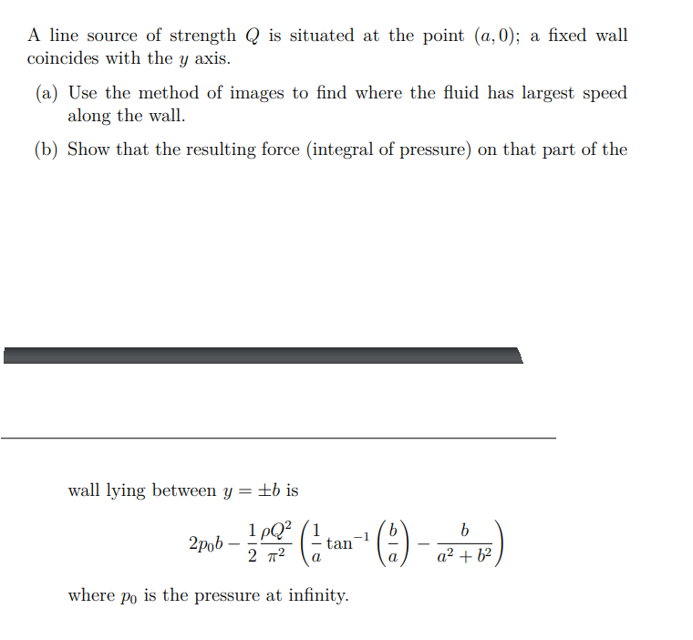 Solved A line source of strength Q is situated at the point