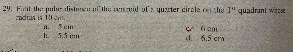 Solved 29. Find the polar distance of the centroid of a | Chegg.com