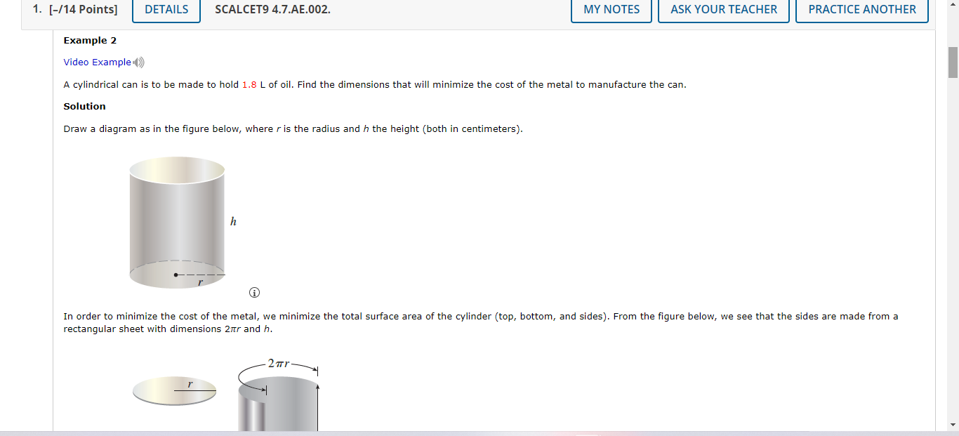 Solved 1. [-/14 Points) DETAILS SCALCET9 4.7.AE.002. MY | Chegg.com