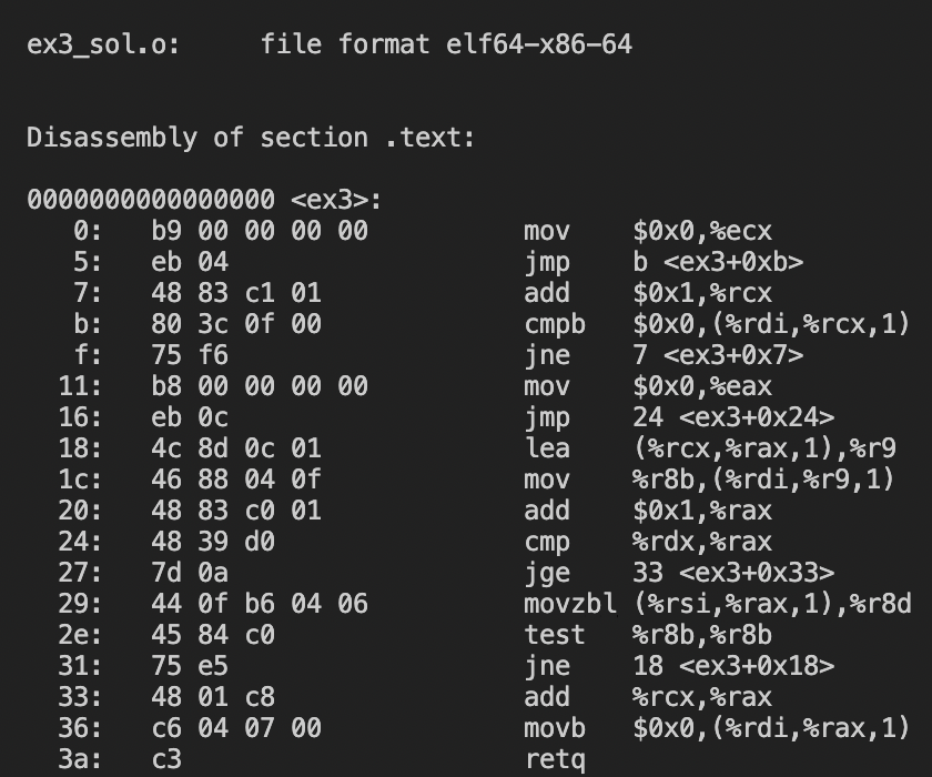 ex3_sol.o: file format elf64-x86-64 Disassembly of | Chegg.com