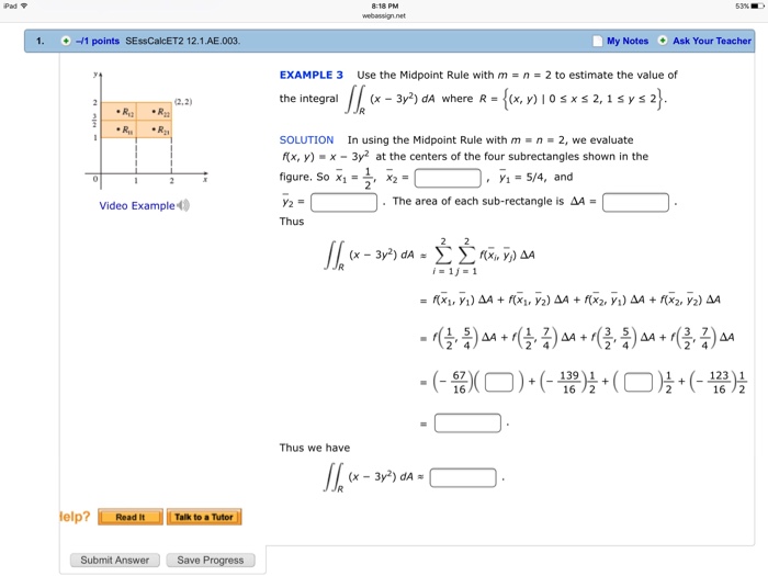 Solved Use the Midpoint Rule with m = n = 2 to estimate the | Chegg.com