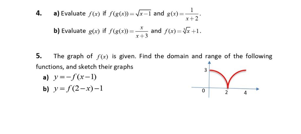 Solved 4 A Evaluate F X If F G X Vx 1 And G X 1 X Chegg Com