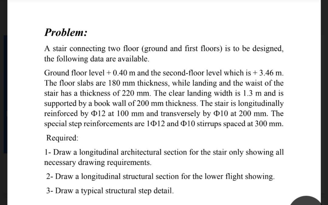 Solved Problem: . A stair connecting two floor (ground and | Chegg.com