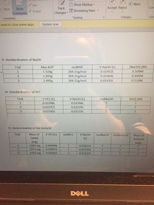Solved Standardization of NaOH Standardization of NaOH | Chegg.com