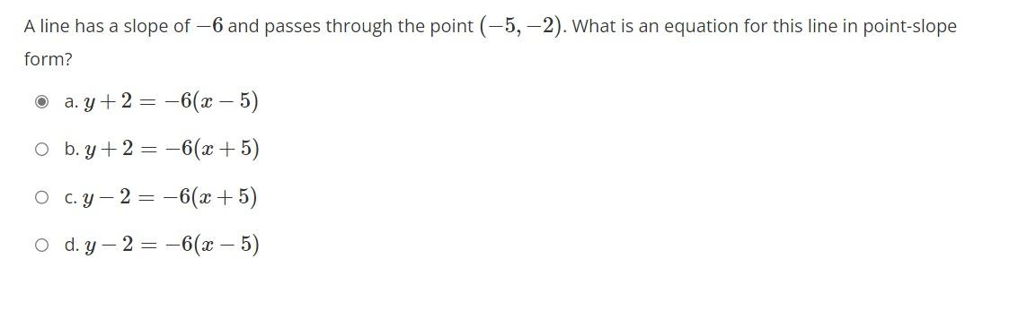 y 2x 6 in point slope form
