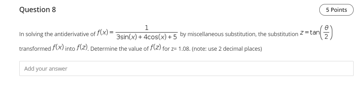 Solved Question 8 5 Points () 1 In solving the | Chegg.com