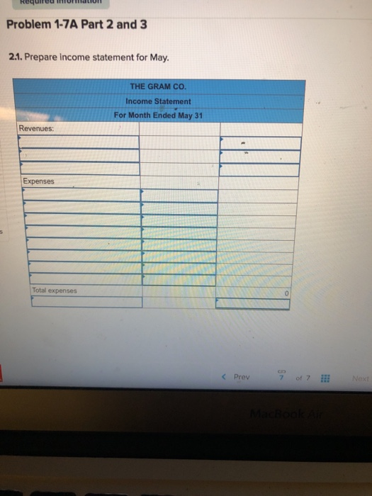 Solved Required information Problem 1-7A Analyzing | Chegg.com