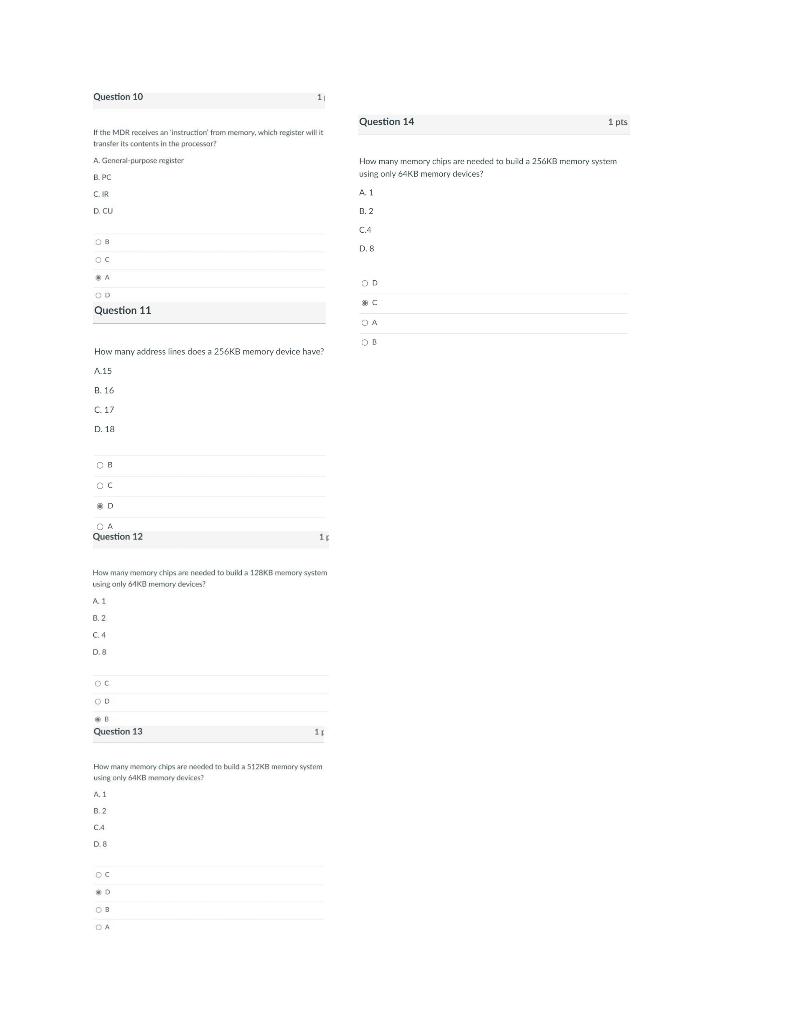 Solved Question 10 11 Question 14 1 pts If the MDR receives | Chegg.com