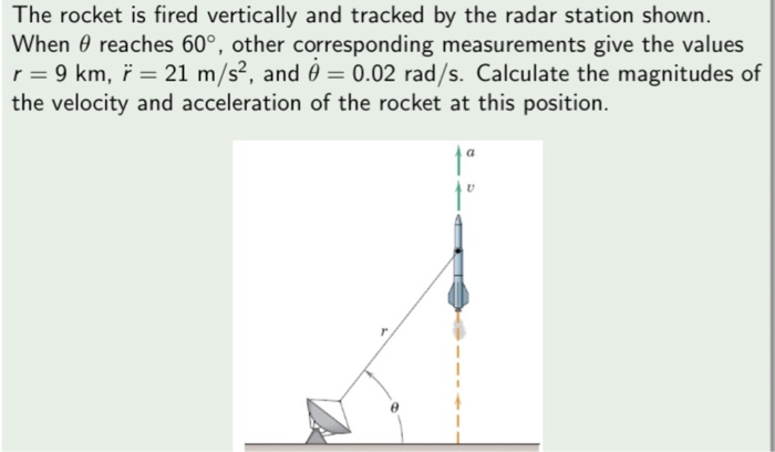 Solved The Rocket Is Fired Vertically And Tracked By The | Chegg.com