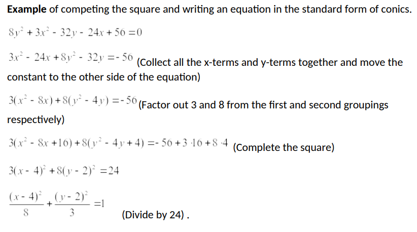 Example of competing the square and writing an | Chegg.com