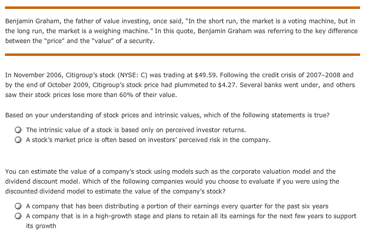 Solved Benjamin Graham, the father of value investing, once