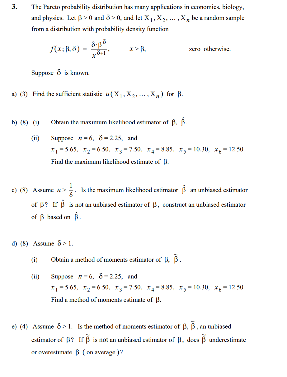 3 The Pareto Probability Distribution Has Many Ap Chegg Com