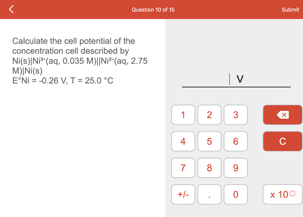 Solved Calculate the cell potential of the concentration | Chegg.com