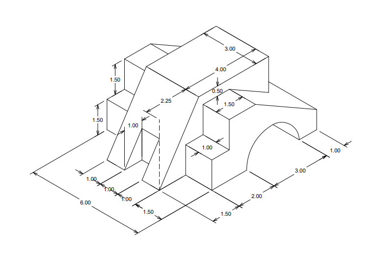 Solved Question no.3 Find 3 views with dimensions, scale | Chegg.com