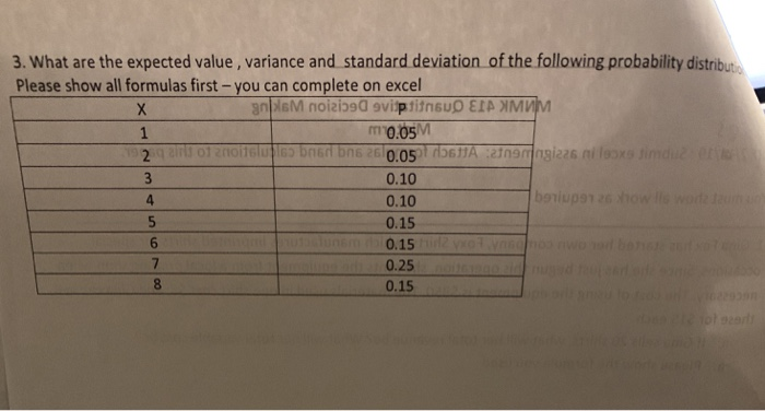 Solved 3. What are the expected value, variance and standard | Chegg.com