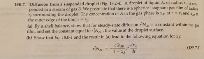 Solved 18B.7. Diffusion from a suspended droplet (Fig. | Chegg.com