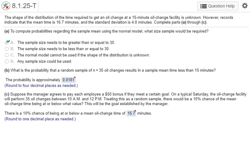 Solved & 8.1.25T Question Help * The shape of the