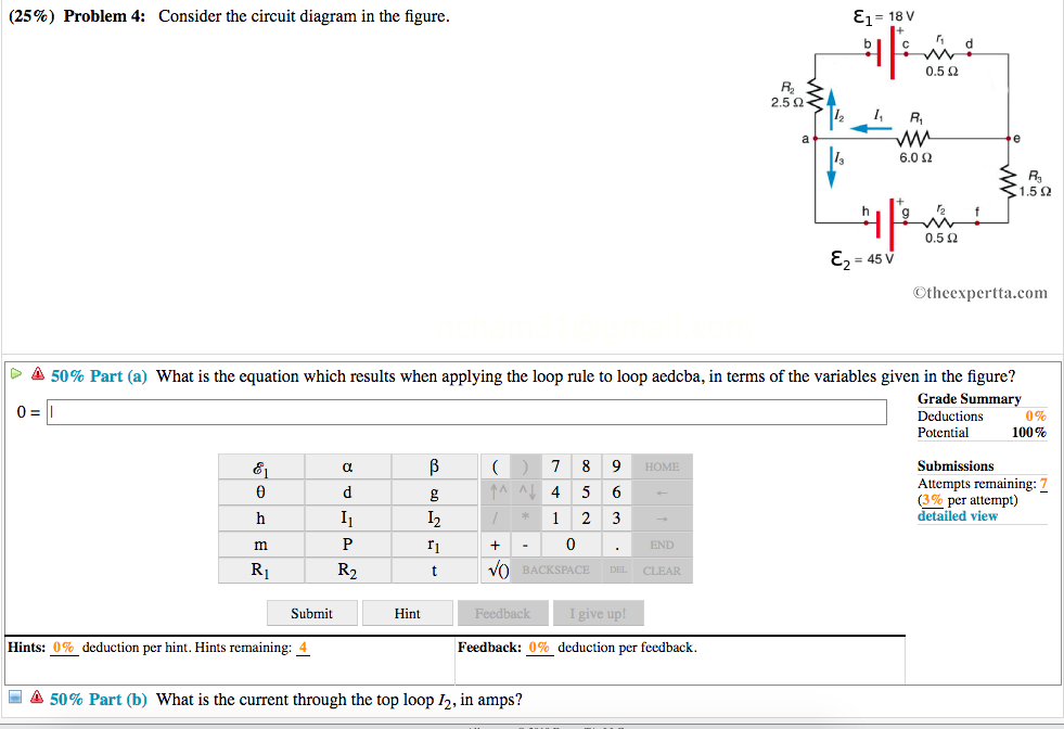 Solved (25%) Problem 4: Consider the circuit diagram in the | Chegg.com
