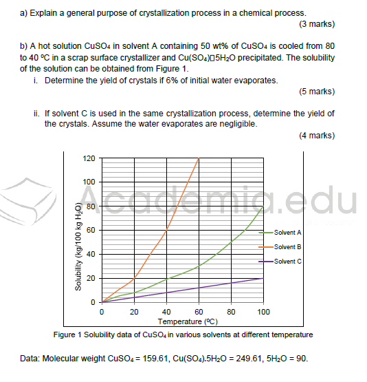 Solved a) Explain a general purpose of crystallization | Chegg.com