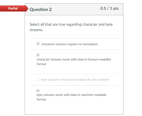Solved Partial Question 4 0.67 / 1 pts Select all which are | Chegg.com