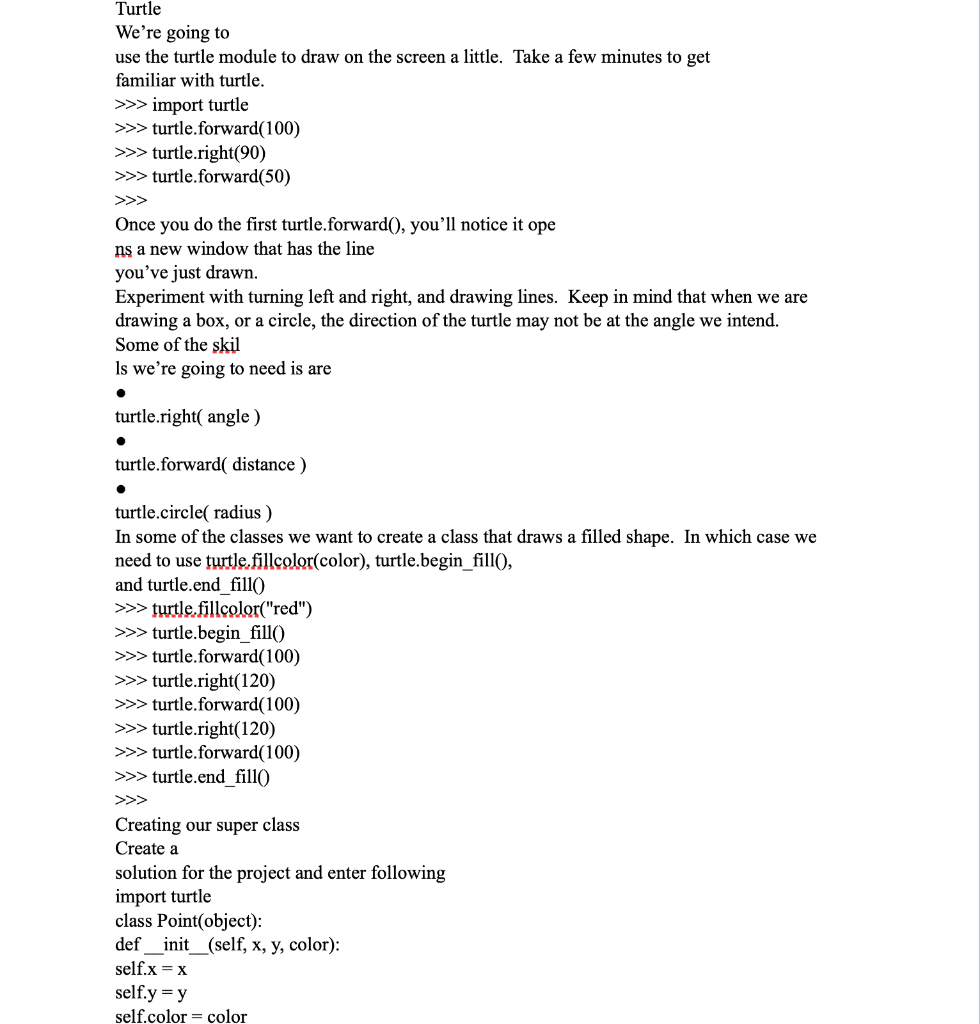 Solved Turtle We're going to use the turtle module to draw | Chegg.com