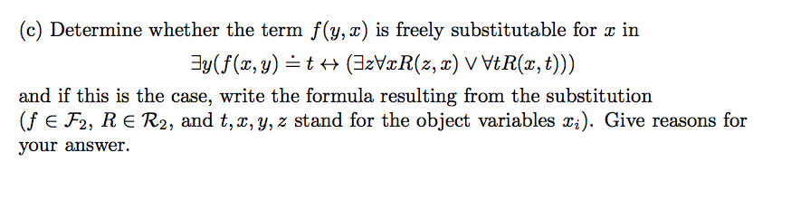 C Determine Whether The Term F Y C Is Freely Su Chegg Com