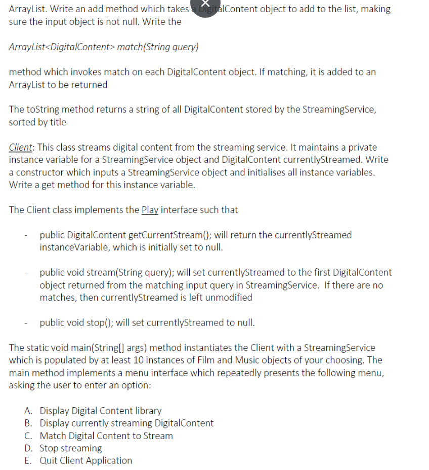 Solved Create the following java classes DigitalContent: | Chegg.com