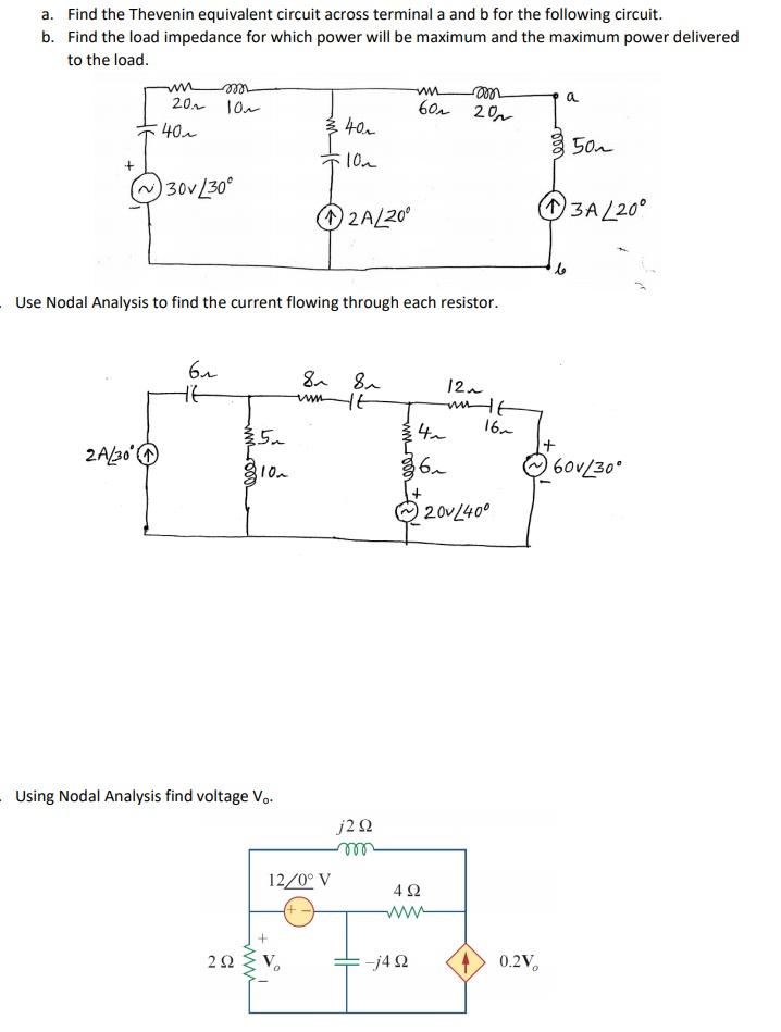 Solved A. Find The Thevenin Equivalent Circuit Across | Chegg.com