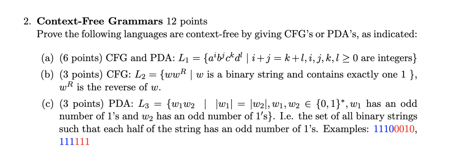 Solved 2. Context-Free Grammars 12 Points Prove The | Chegg.com