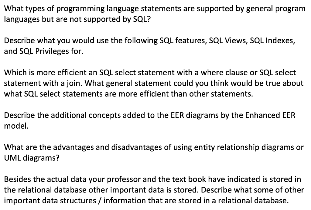 Solved What types of programming language statements are | Chegg.com