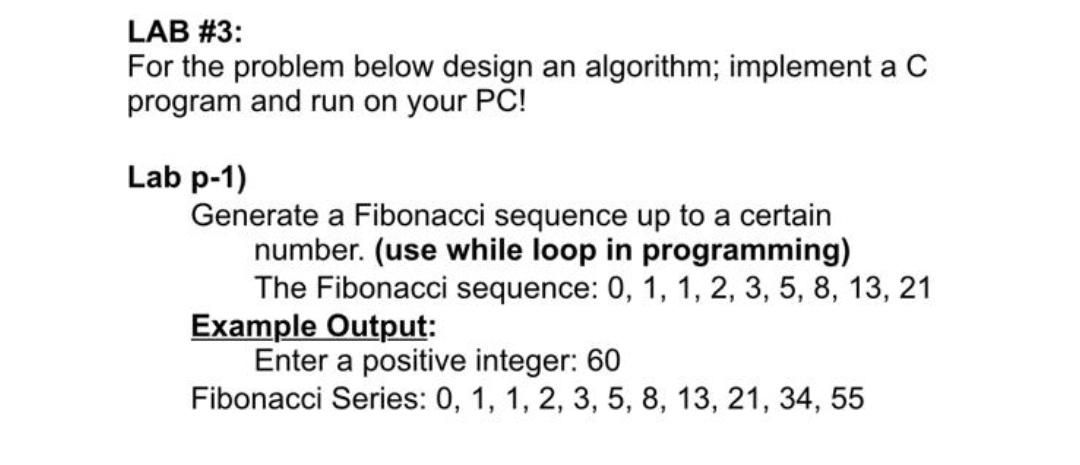 Solved LAB #3: For the problem below design an algorithm; | Chegg.com