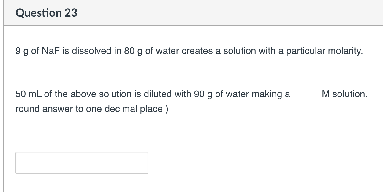 Solved 9 g of NaF is dissolved in 80 g of water creates a | Chegg.com