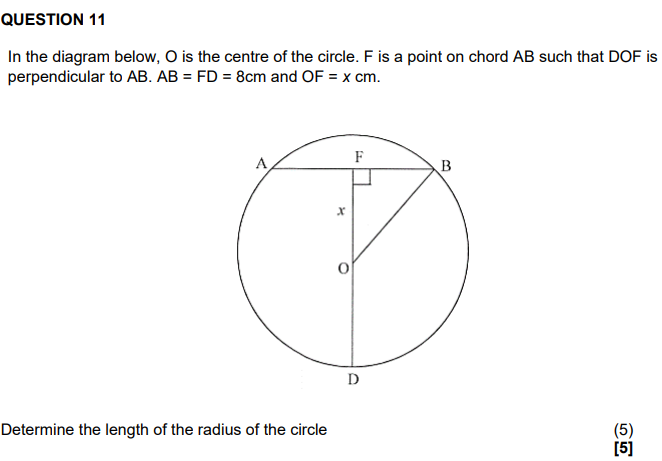 Solved QUESTION 11 In the diagram below, O is the centre of | Chegg.com