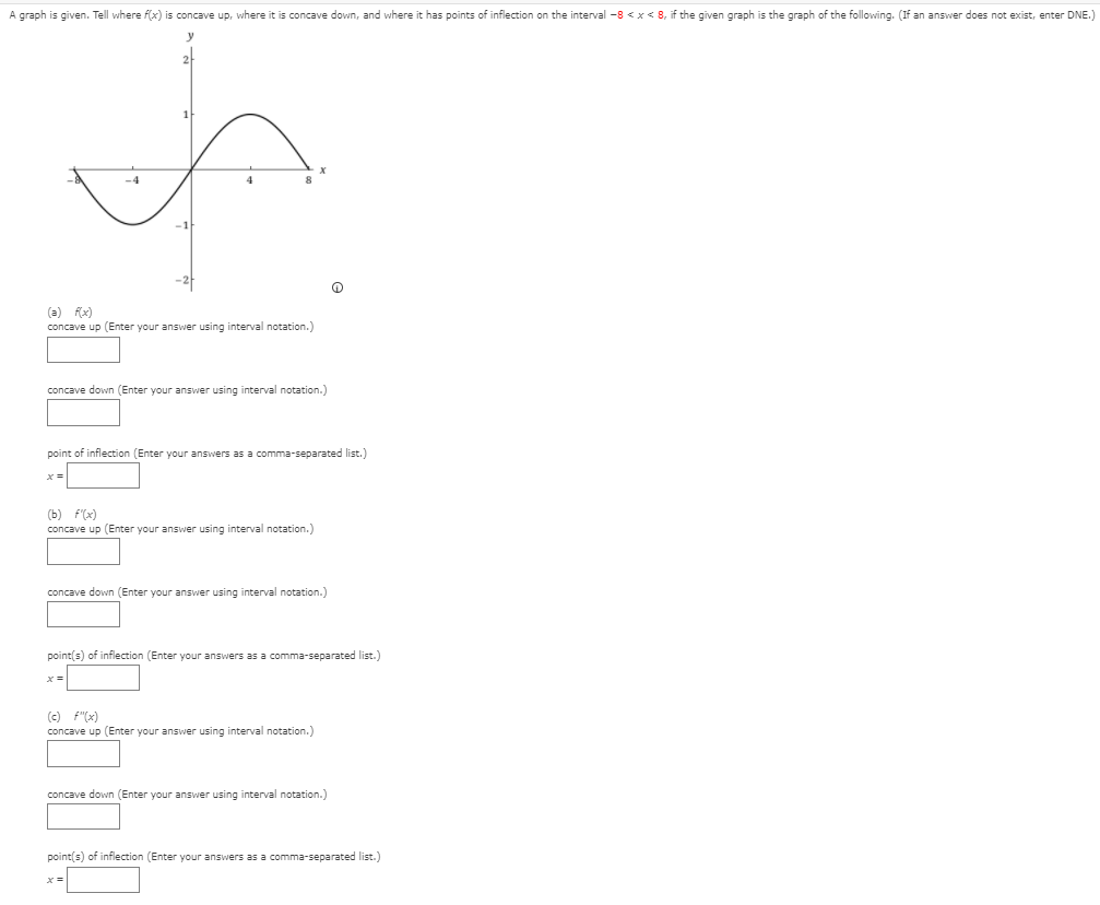 Solved A graph is given. Tell where f(x) is concave up, | Chegg.com
