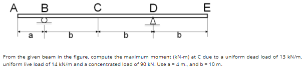 Solved A B с D E A B B B From The Given Beam In The Figure, | Chegg.com