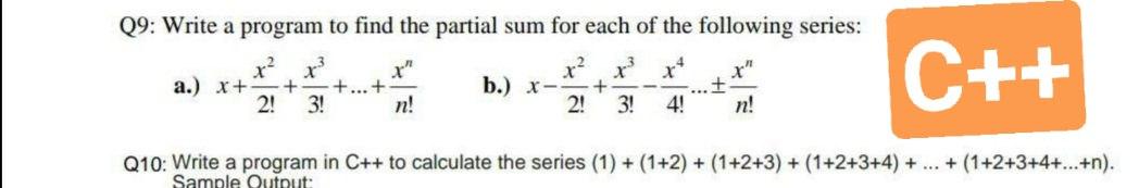 Solved 09: Write a program to find the partial sum for each | Chegg.com