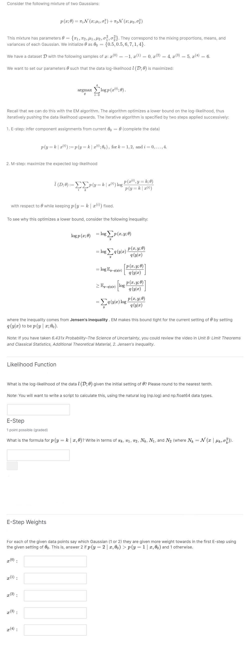 Consider the following mixture of two Gaussians: p(2; | Chegg.com
