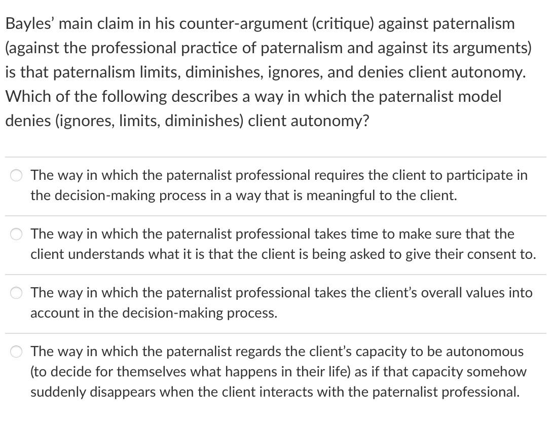 Solved Bayles' main claim in his counterargument (critique)