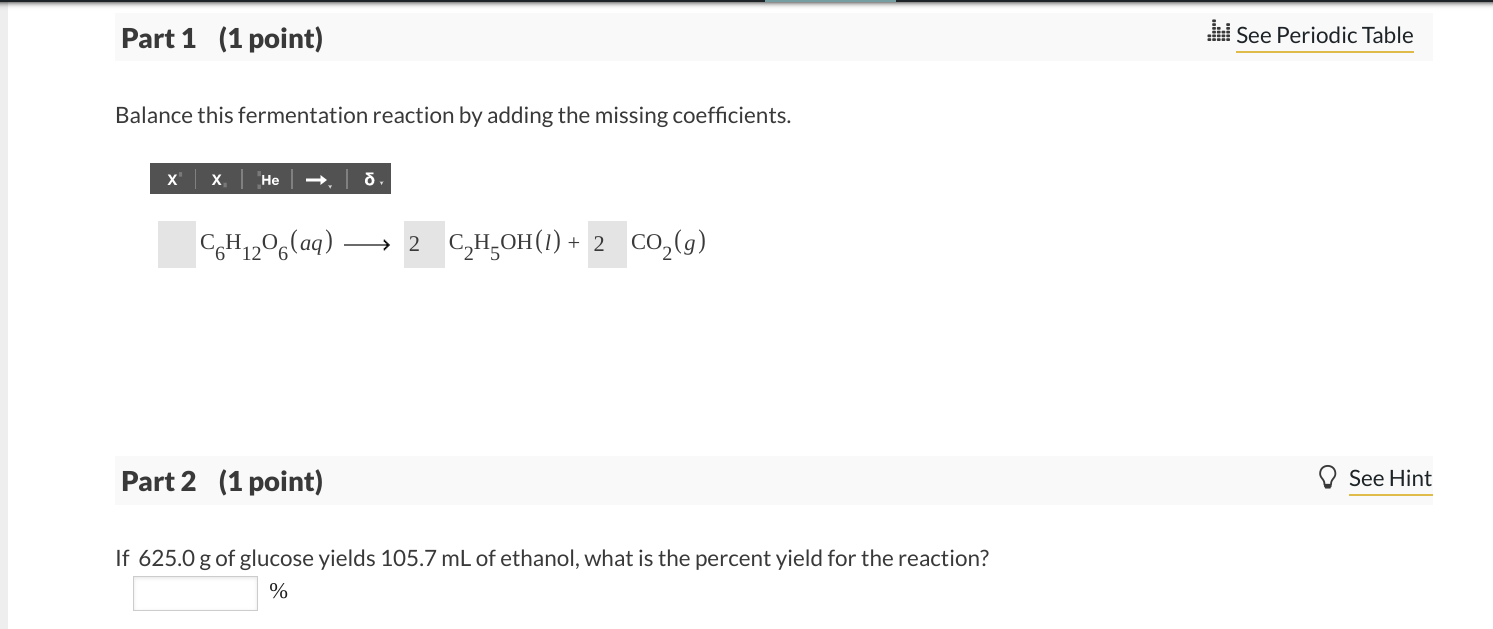 Solved Balance this fermentation reaction by adding the | Chegg.com