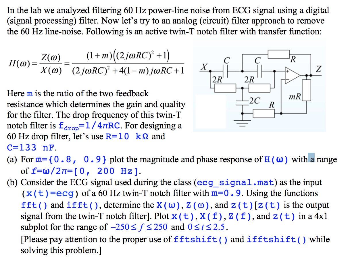 In The Lab We Analyzed Filtering 60 Hz Power Line Chegg Com