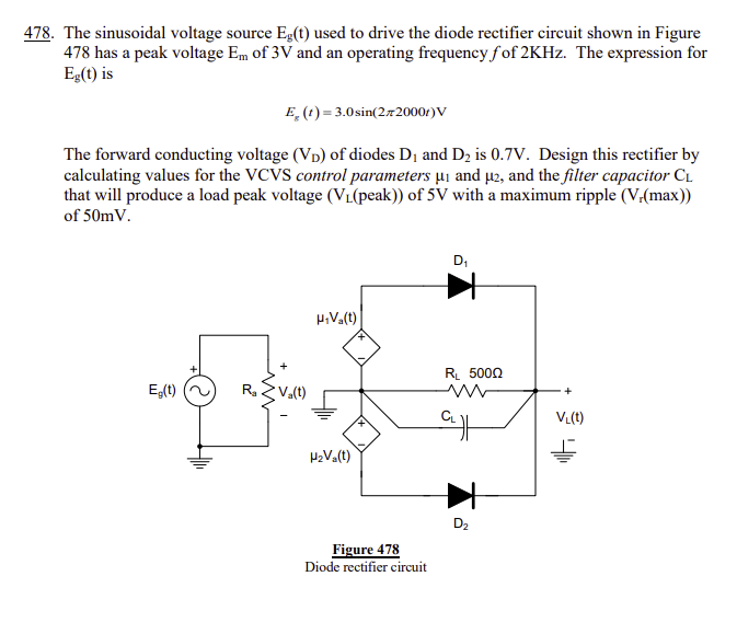 Solved 8. The sinusoidal voltage source Eg(t) used to drive