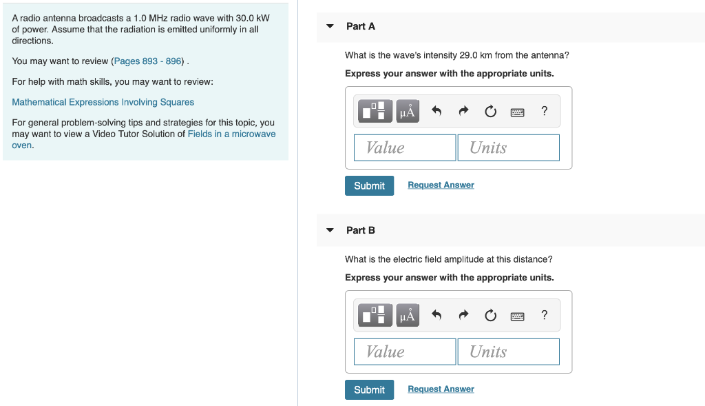 Solved A radio antenna broadcasts a 1.0 MHz radio wave with