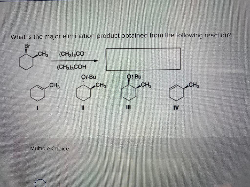 Solved What Is The Major Elimination Product Obtained From