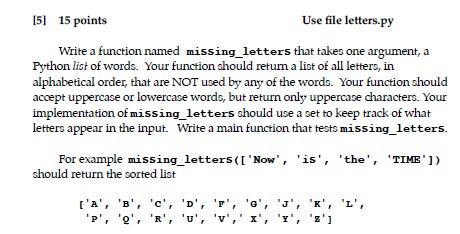 Solved [5] 15 points Use file letters.py Write a function | Chegg.com