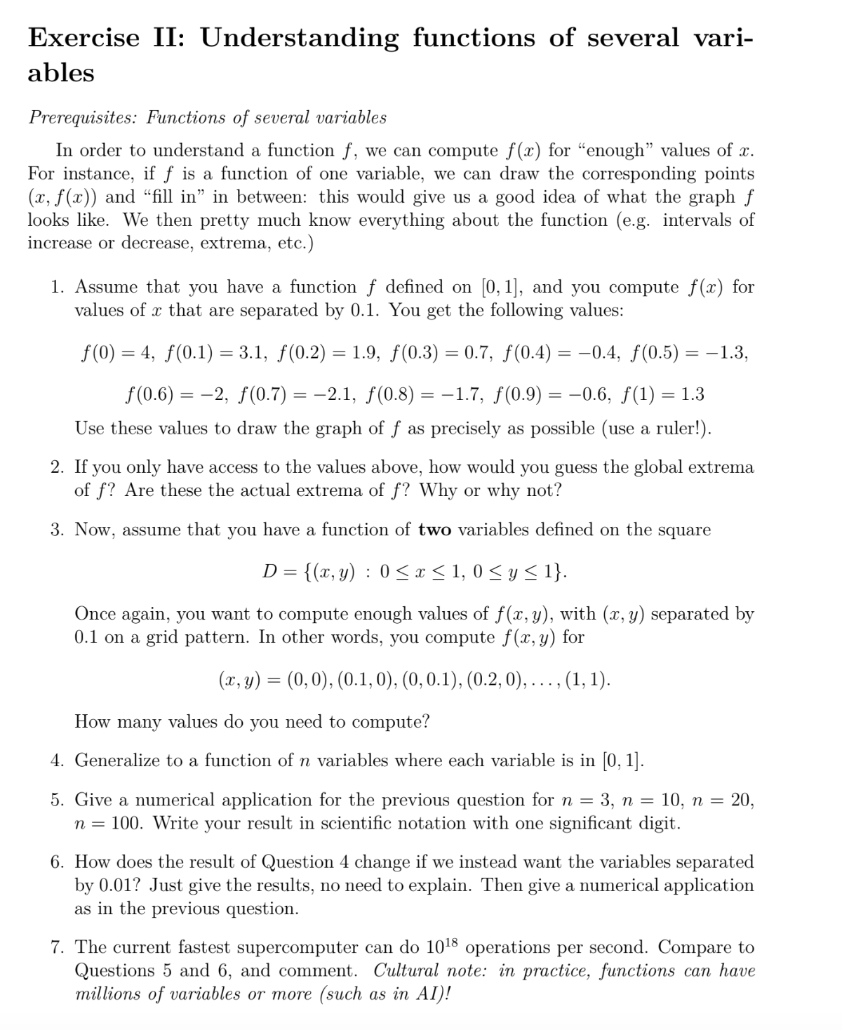 Solved Exercise II: Understanding functions of several | Chegg.com